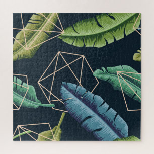 Abstrakte Blätter: Nahtlose polygonale Linie. Puzzle