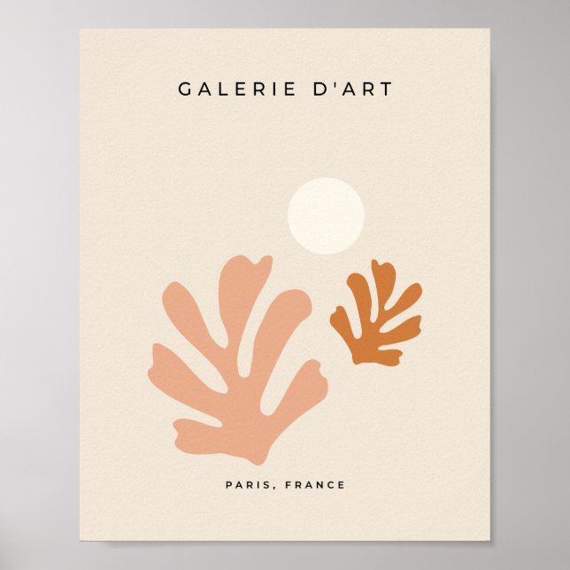 Abstrakte Blätter neutrale, beige Formen schneiden Poster (Vorne)