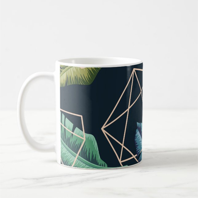 Abstrakte Blätter: Polygonale Linie Nahtlos. Kaffeetasse (Links)