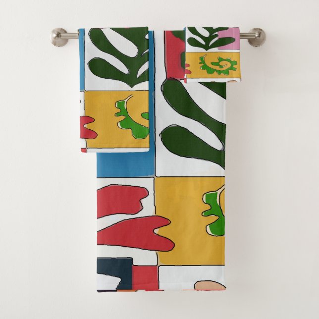 Abstrakte Blätter, Text hinzufügen Badhandtuch Set (Insitu)