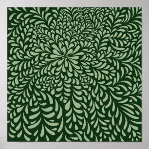 Abstrakte Blätter und Blume dunkelgrün) Drucken Poster