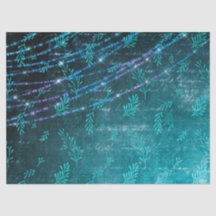 Abstrakte Blätter und Stringleuchten auf Grün