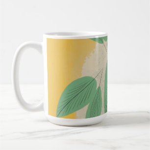 Abstrakte Blattgrünpflanze Gelbe Illustration Kaffeetasse