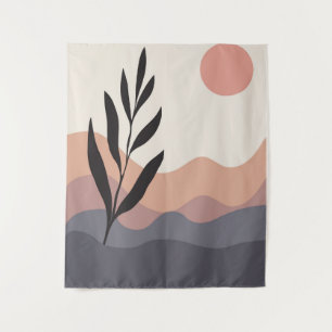 Abstrakte Blattlinie zeichnend Kunst Wandteppich