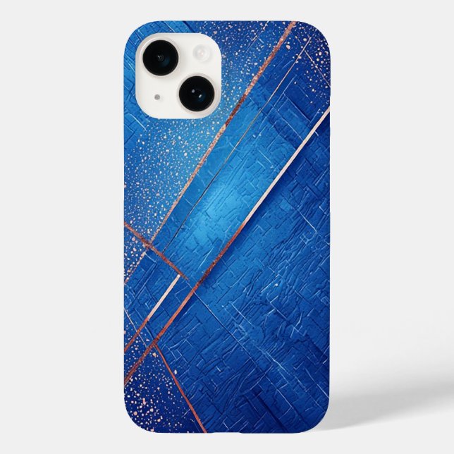 Abstrakte Blau- und Goldkunstkomposition Case-Mate iPhone Hülle (Rückseite)