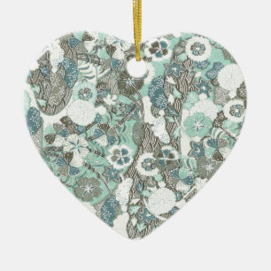 Abstrakte blaubraune Blume Keramikornament