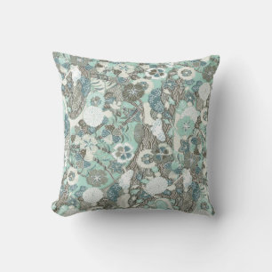 Abstrakte blaubraune Blume Kissen