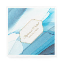 Abstrakte blaue Aquarellfarbe Doppelrahmen Hochzei