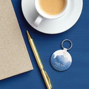 Abstrakte blaue Aquarelltöne bilden Kunst Schlüsselanhänger