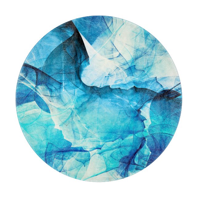 Abstrakte blaue Bewegung: Fraktal-Komposition. Schneidebrett (Vorderseite)