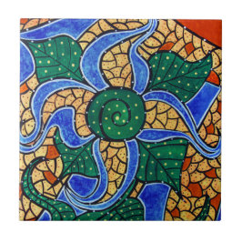 Abstrakte blaue Blumen-Keramik-Kunst-Fliese Fliese