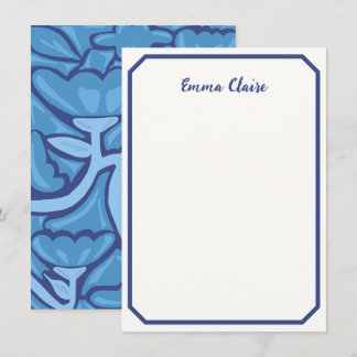 Abstrakte blaue Blumenmuster-Notizkarte Mitteilungskarte