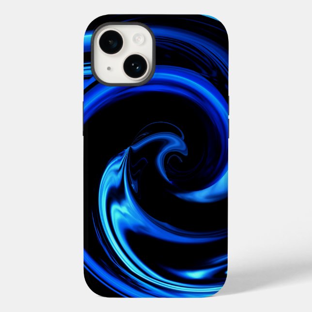 Abstrakte Blaue Dolphin Wave Art Case-Mate iPhone Hülle (Rückseite)