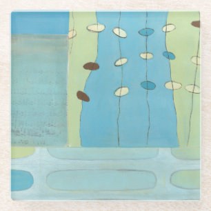 Abstrakte Blaue Eierparade Glasuntersetzer