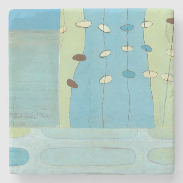 Abstrakte Blaue Eierparade Steinuntersetzer (Vorderseite)