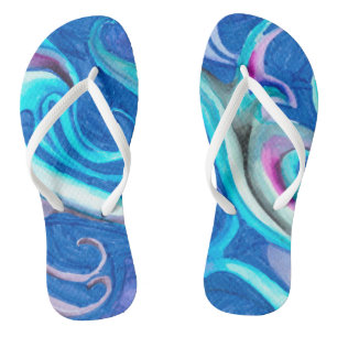 Abstrakte blaue Farbtöne Erwachsene Flip Flops, Sl Flops