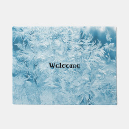 abstrakte blaue Federn und Schneeflocken Fußmatte