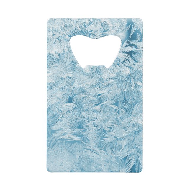 abstrakte blaue Federn und Schneeflocken Geldbeutel Flaschenöffner (Vorderseite)