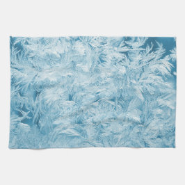 abstrakte blaue Federn und Schneeflocken Geschirrtuch