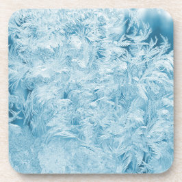abstrakte blaue Federn und Schneeflocken Getränkeuntersetzer