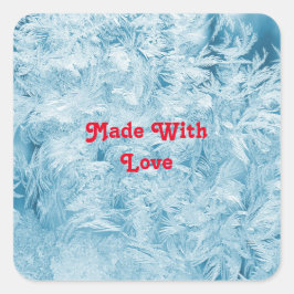 abstrakte blaue Federn und Schneeflocken Quadratischer Aufkleber