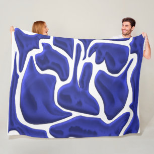 Abstrakte blaue Flüssigkeitsformen – 3D-Moderne Ku Fleecedecke