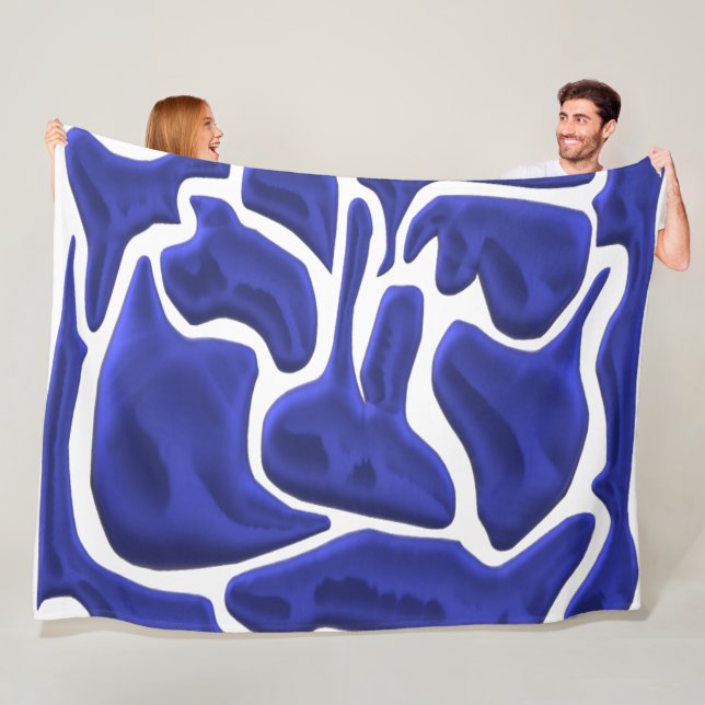 Abstrakte blaue Flüssigkeitsformen – 3D-Moderne Ku Fleecedecke (Beispiel)