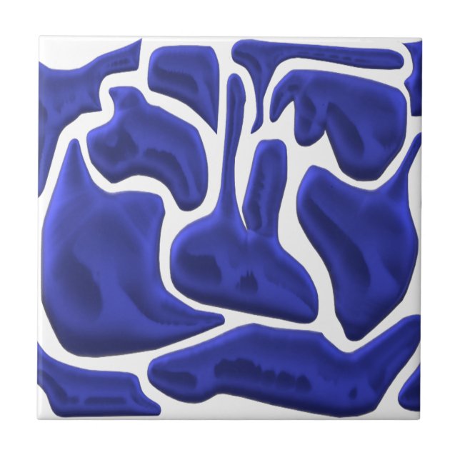 Abstrakte blaue Flüssigkeitsformen – 3D-Moderne Ku Fliese (Vorderseite)