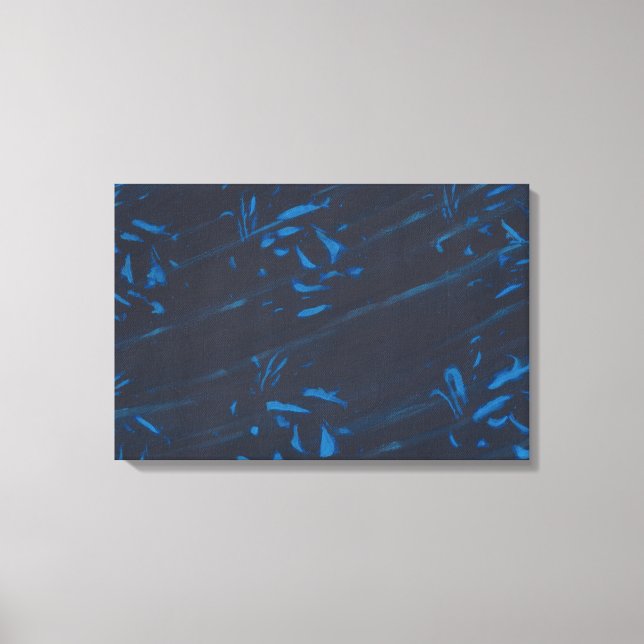 Abstrakte blaue Formen auf schwarz gewrappten Kanv Leinwanddruck (Vorderseite)