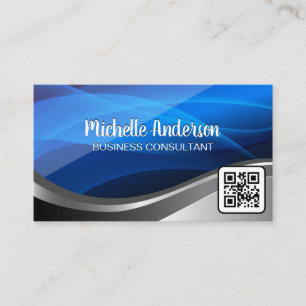 Abstrakte blaue Formen   QR Code Business Card Visitenkarte