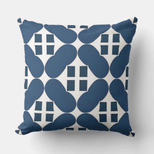 Abstrakte blaue geometrische Formen Kissen
