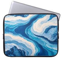 Abstrakte blaue Gletscher-Laptop-Hüllen | Ästhetis