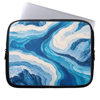 Abstrakte blaue Gletscher-Laptop-Hüllen | Ästhetis Laptopschutzhülle