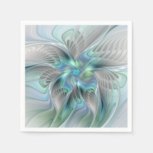 Abstrakte blaue grüne Schmetterling-Fantasy-Frakta Serviette