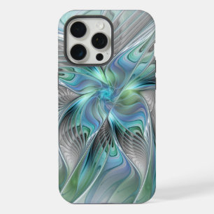 Abstrakte blaue grüne Schmetterlings-Fantasy-Frakt iPhone 15 Pro Max Hülle
