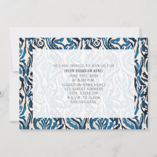 Abstrakte blaue Ikat-Allzweck-Party Einladung