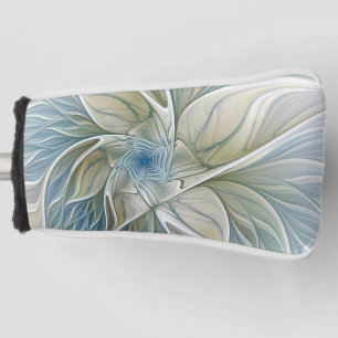 Abstrakte blaue Khaki-Fraktalkunst Floral Dream Golf Headcover