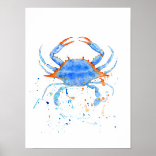 Abstrakte blaue Krabbe Poster