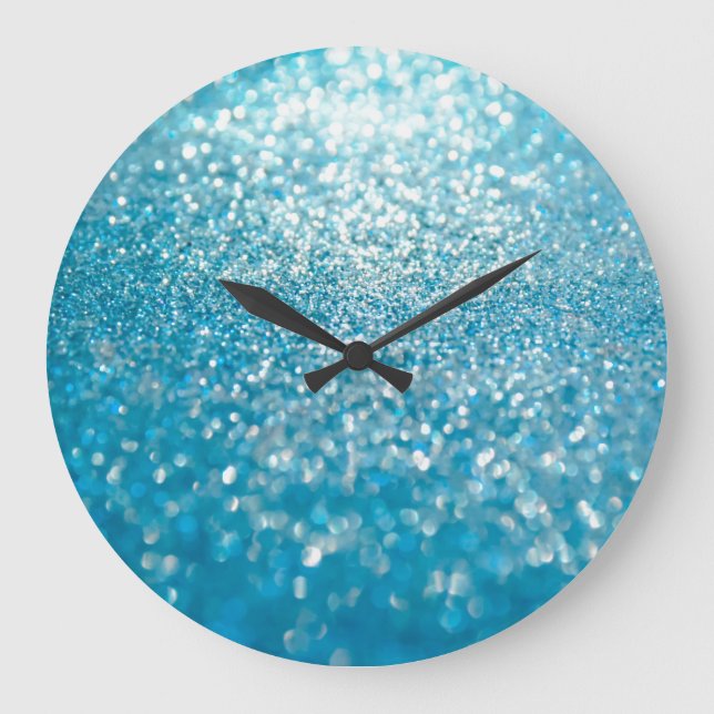 Abstrakte blaue Lichter, künstlerischer Hintergrun Große Wanduhr (Vorderseite)