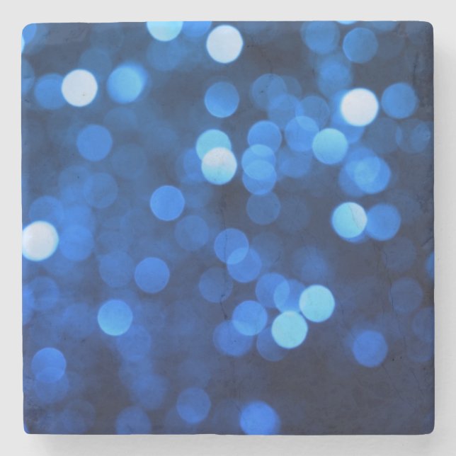 Abstrakte blaue Lichtpunkte Steinuntersetzer (Vorderseite)