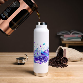 Abstrakte blaue lila futuristische geometrische We Trinkflasche