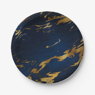 Abstrakte blaue Marine-MarinemarmorParty Vip Pappteller
