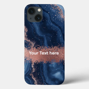Abstrakte blaue Marmor-Kunst mit goldenen Glitter- Case-Mate iPhone Hülle