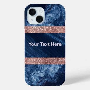Abstrakte blaue Marmorkunst mit goldenen Glitterak Case-Mate iPhone Hülle