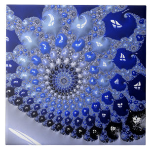 Abstrakte blaue Ombre-Fraktalblasen Fliese