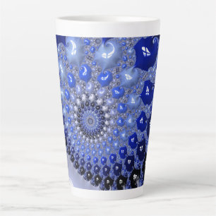 Abstrakte blaue Ombre-Fraktalblasen Milchtasse