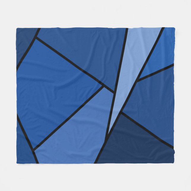 Abstrakte blaue Polygone Fleecedecke (Vorderseite (Horizontal))
