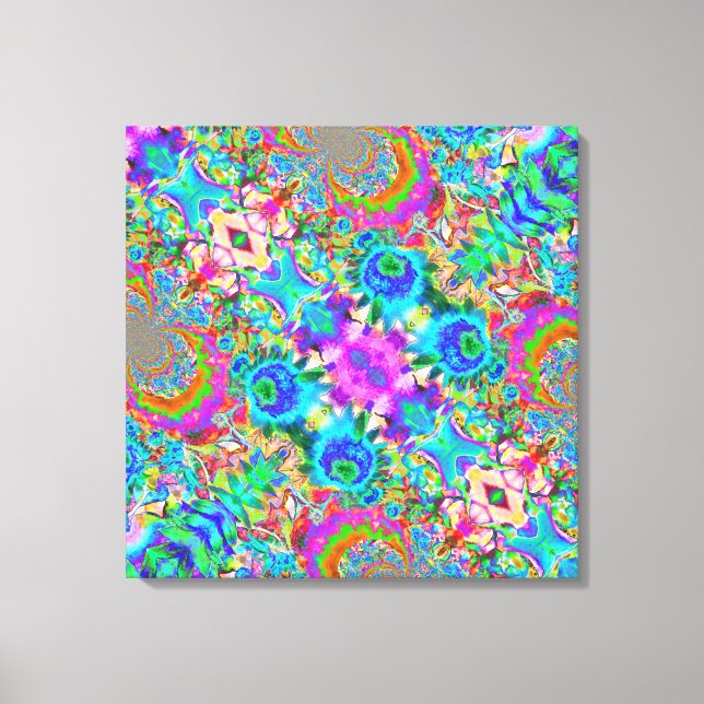 Abstrakte blaue Sonnenblumen - Retro-Blumengemälde Leinwanddruck (Vorderseite)