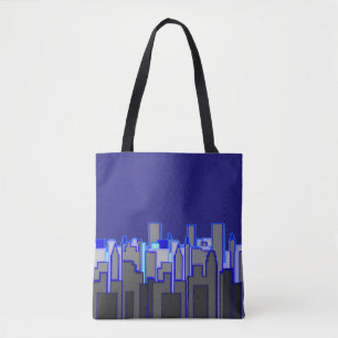 Abstrakte blaue Stadt-Skyline-Kunst