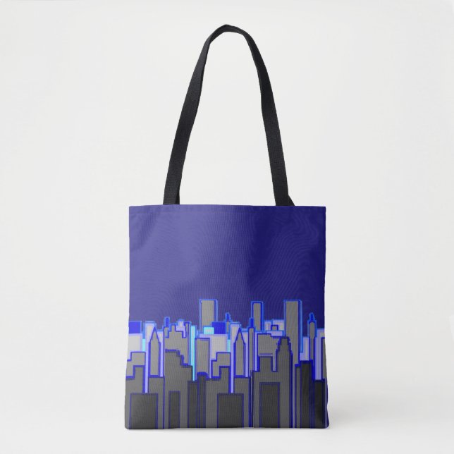 Abstrakte blaue Stadt-Skyline-Kunst (Vorderseite)